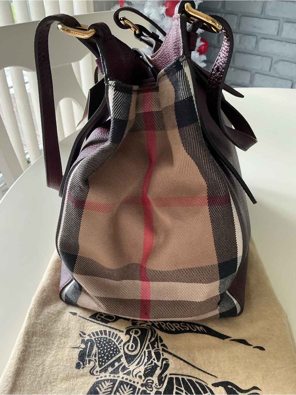 Burberry House Check Leather Small Canterbury tote - Picture 4 of 10